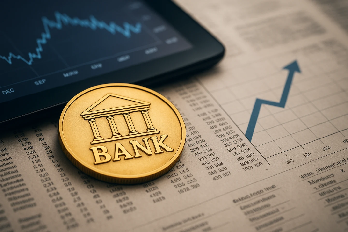 financial chart with bank symbol coin illustrating bpa bank scandal 2015 and its economic impact