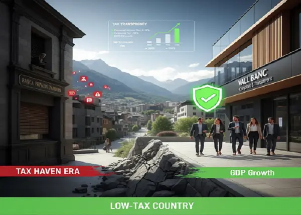 Andorra tax haven transformation showing shift to transparency and GDP growth in low-tax economy