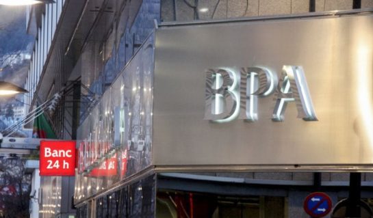 Banca Privada d'Andorra (BPA) building exterior with the bank's logo prominently displayed on the facade.