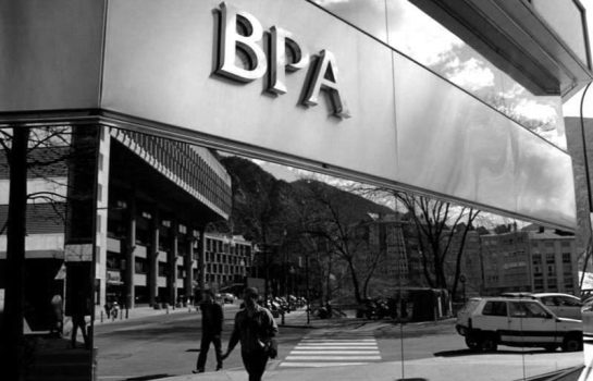 Banca Privada d'Andorra (BPA) building exterior with the bank's logo prominently displayed on the facade.